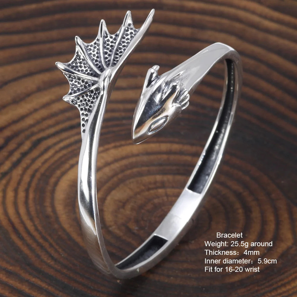 925 Sterling Silver Men and Women Pterodactyl Open Type Adjustable