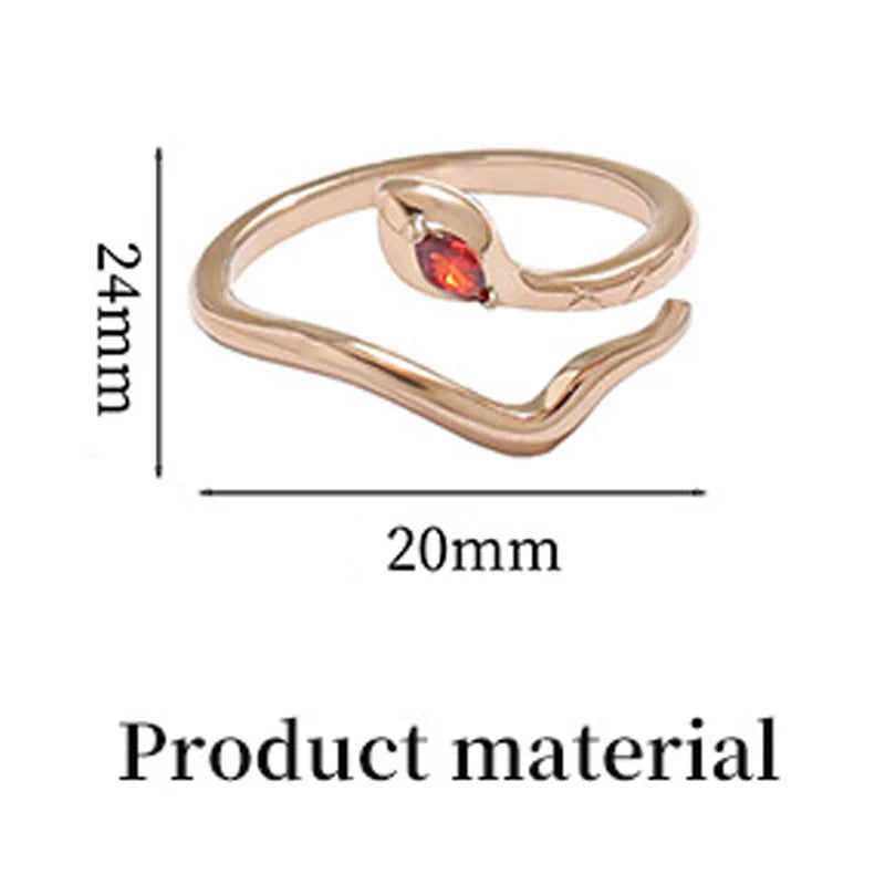 Inlaid zircon serpentine opening rings copper jewelry ring jewellery woman anillos bijoux acier inoxydable cheap y2k accessories