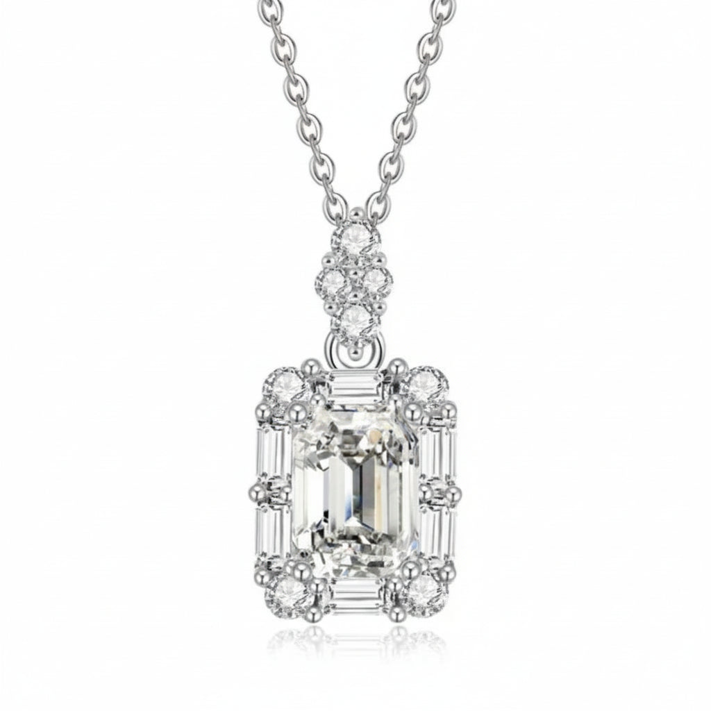Lumière Emerald-Cut Moissanite Pendant