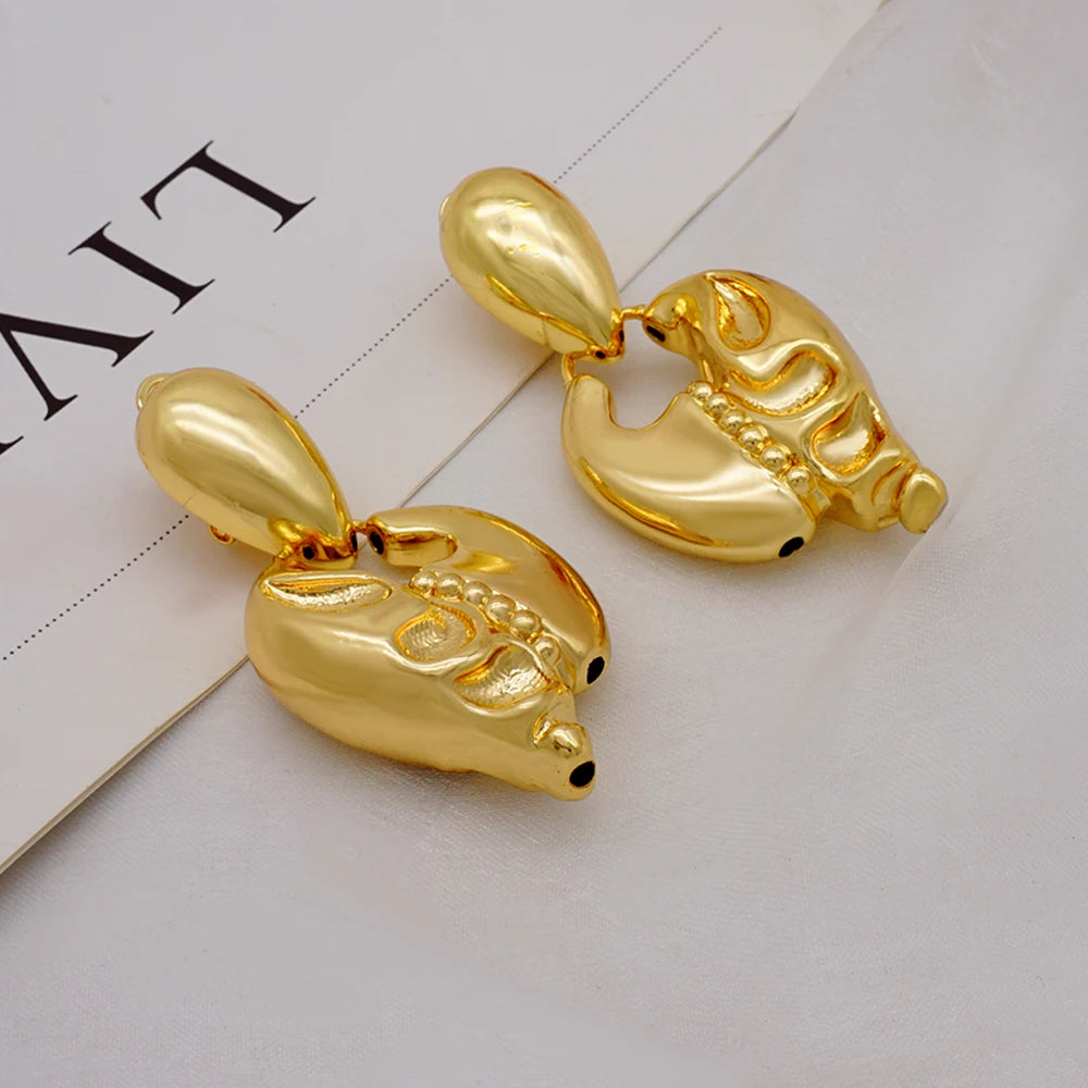 Gold Color Earring Bohemia Flower Round Drop Copper Hoop Earrings Circle