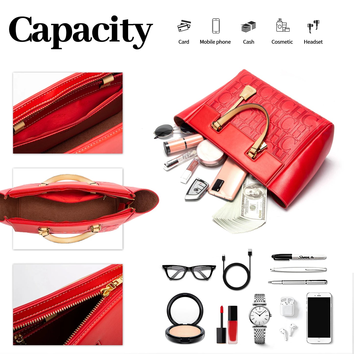 CHCH Women's Handbag New Brand Embossed Large Capacity Business Wallet