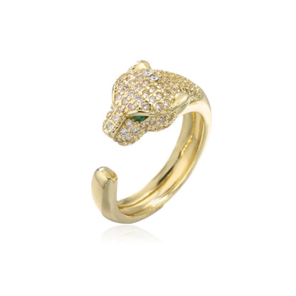 Golden Wild Leopard Statement Ring