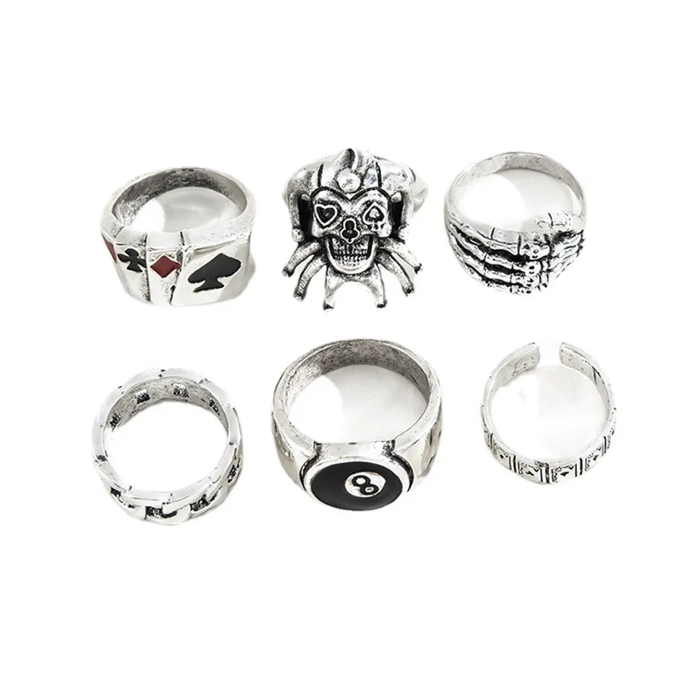 "Personalized Punk Rings – 6pcs Statement Set"