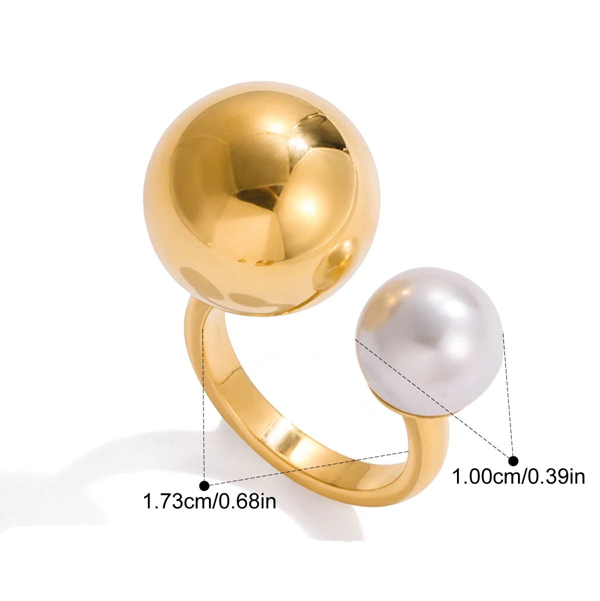 Pearl Metal Plated Geometric Ring