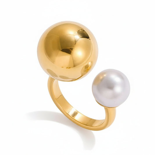 Pearl Metal Plated Geometric Ring