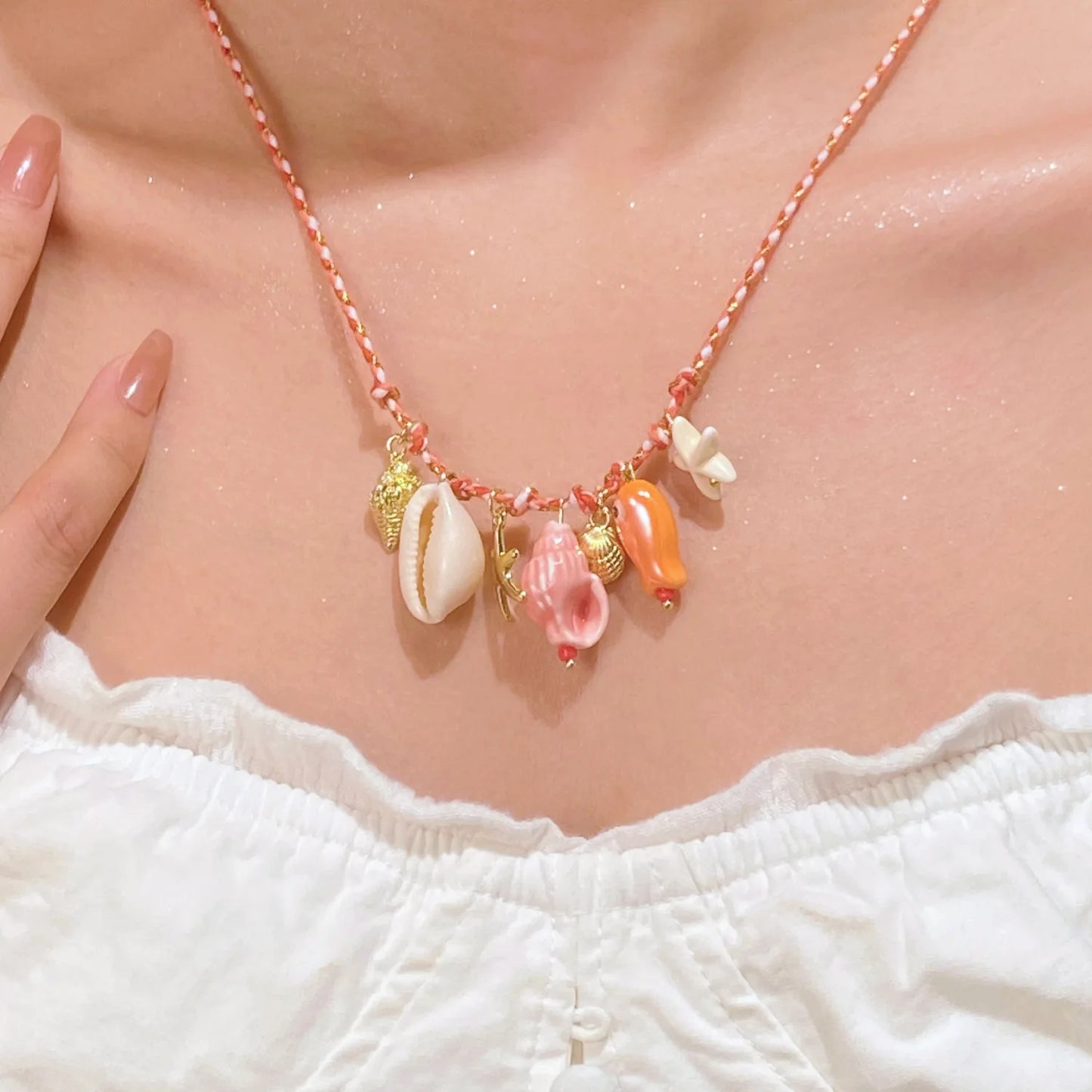 Summer Shell & Starfish Necklace for Kids Girls