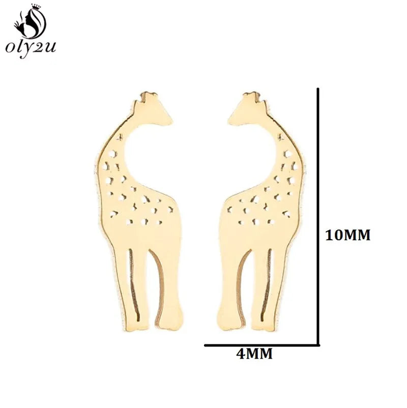 Small Giraffe Earrings Stainless Steel