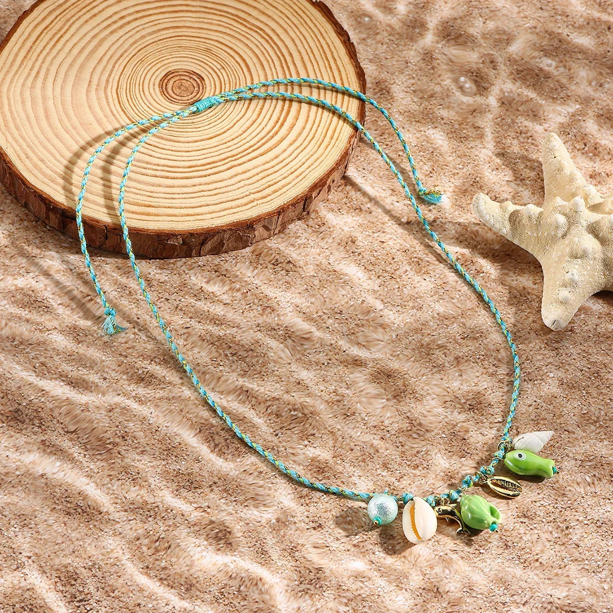 Summer Shell & Starfish Necklace for Kids Girls