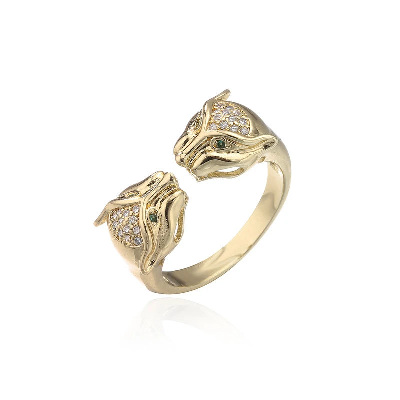 Golden Wild Leopard Statement Ring