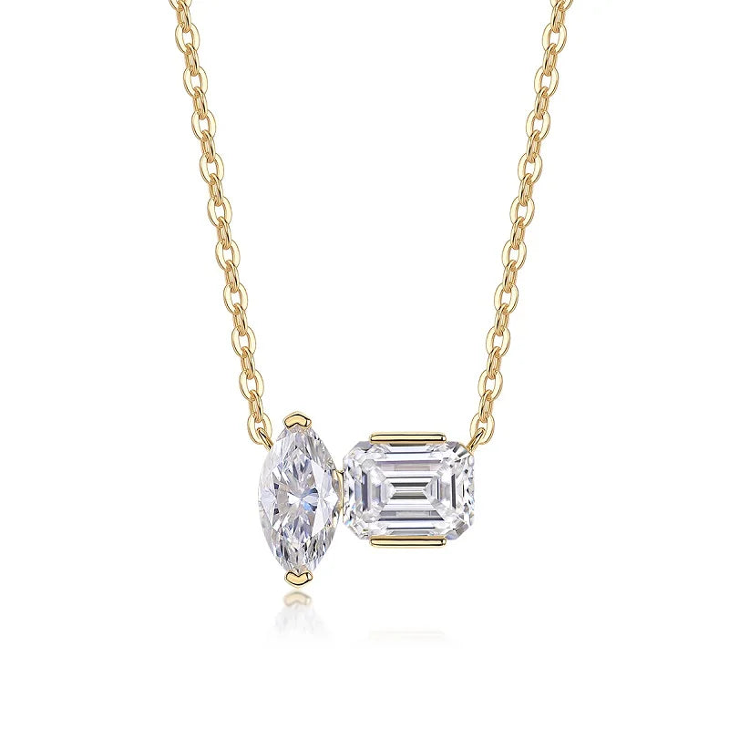 NEO CARAT 3CT Moissanite Two-Stone Pendant Necklace