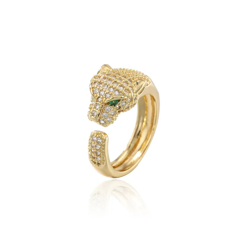 Golden Wild Leopard Statement Ring