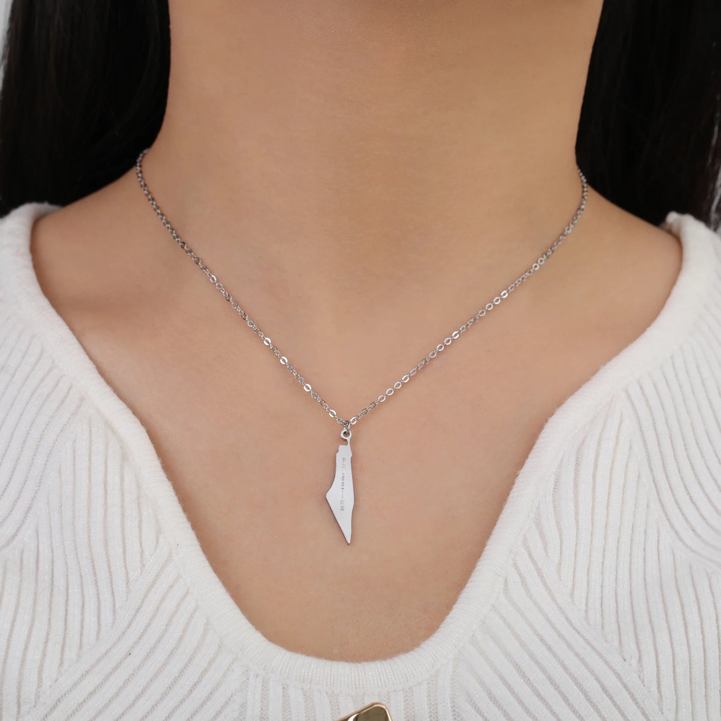 Palestine Map Pendant Necklaces Stainless Steel Women's Necklace