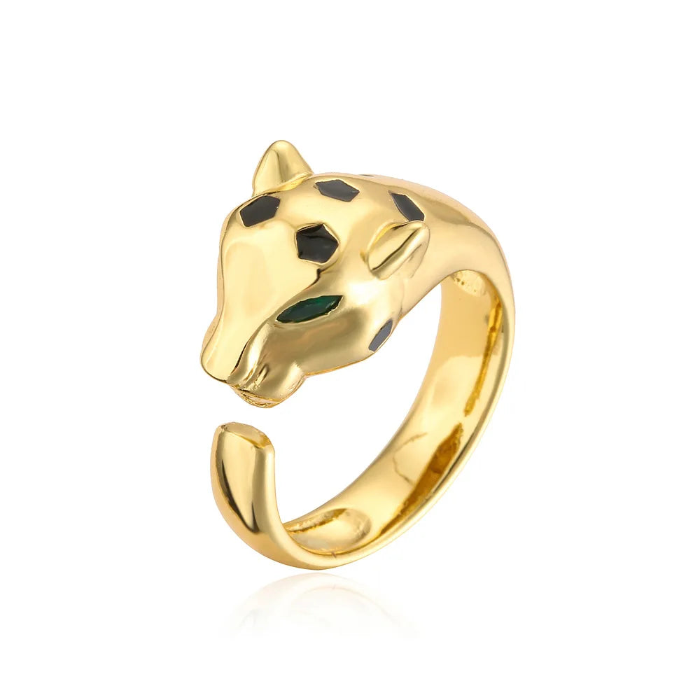 Golden Wild Leopard Statement Ring