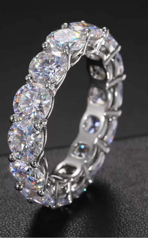 Zirvella Ring 925 Sterling Silver Diamond Wedding Band Rings