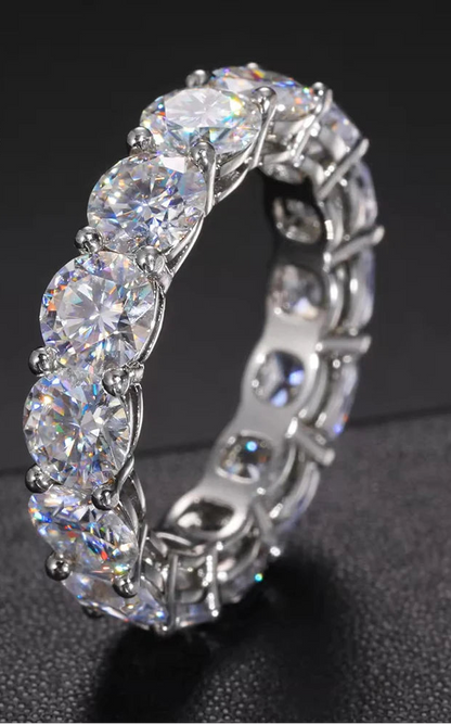 Zirvella Ring 925 Sterling Silver Diamond Wedding Band Rings