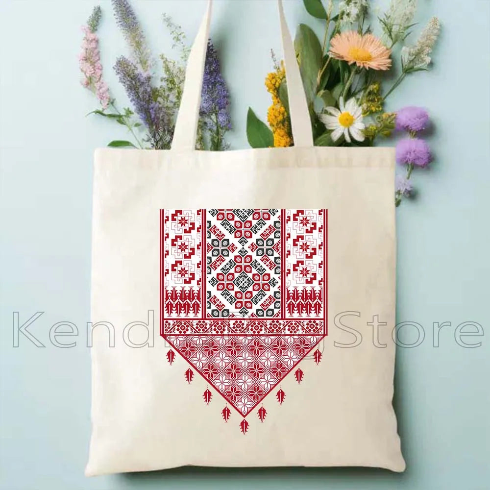 Palestinian Folk Embroidery Tatreez Art Cotton Shopper Handbag Jerusalem Palestine