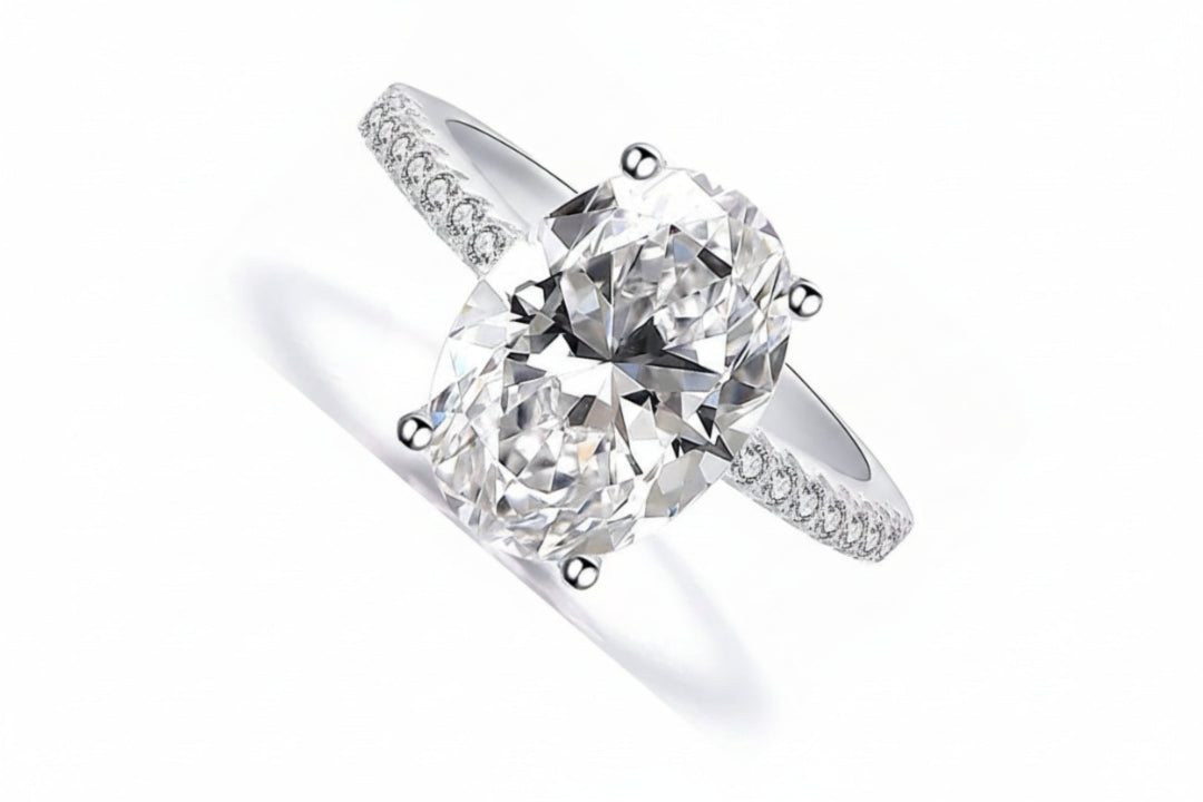 Luna Oval Moissanite Hidden Halo Engagement Ring