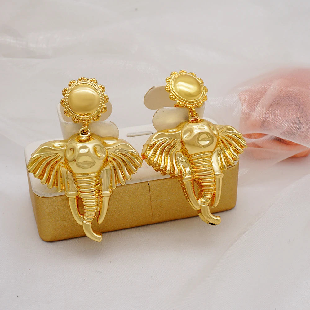 Gold Color Earring Bohemia Flower Round Drop Copper Hoop Earrings Circle