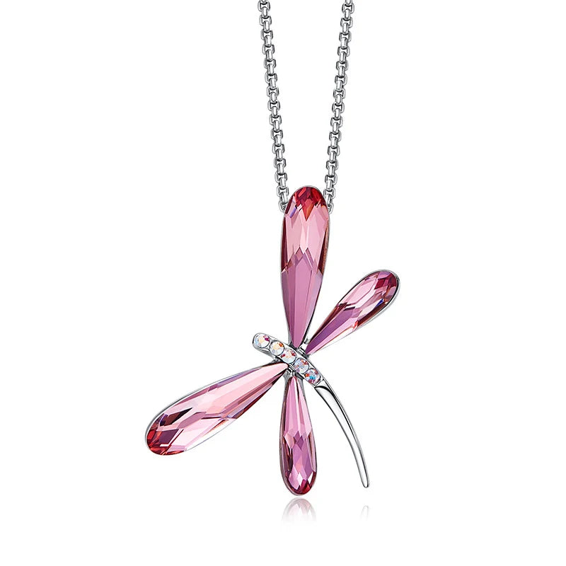 Dragonfly Pendant Necklace Real Crystal from Austria
