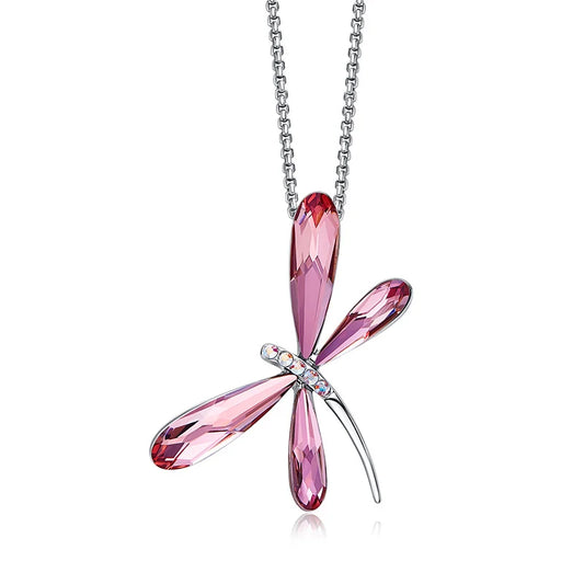 Dragonfly Pendant Necklace Real Crystal from Austria