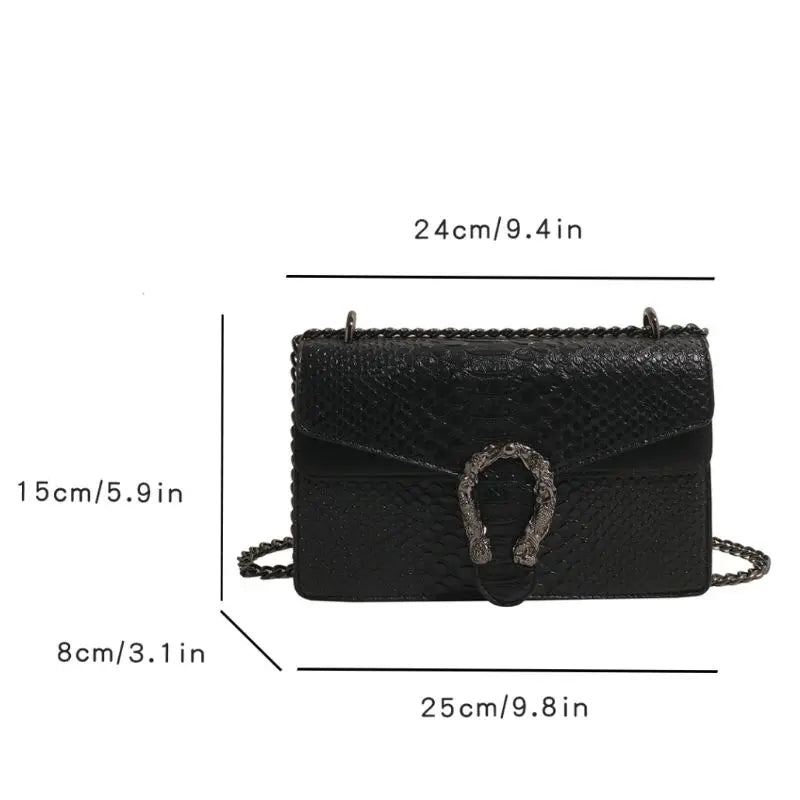 Retro Style Fashion Chain Shoulder Bag for Women Snake Pattern