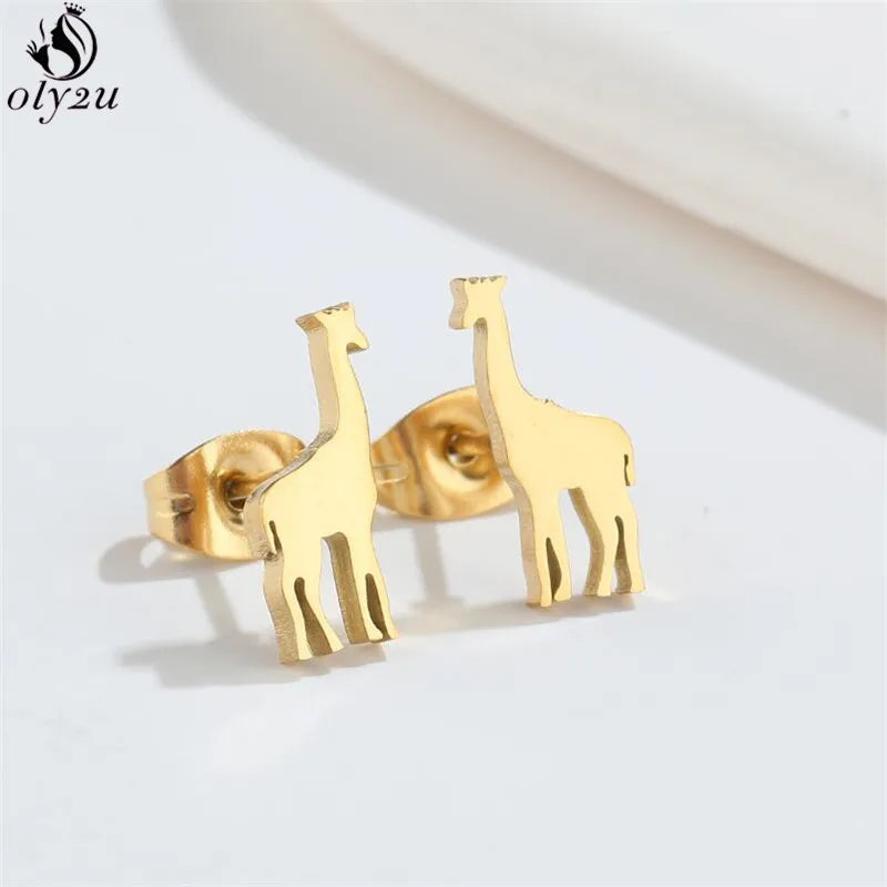 Small Giraffe Earrings Stainless Steel