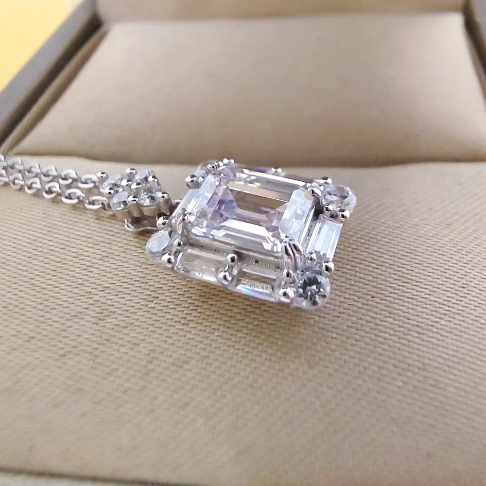 Lumière Emerald-Cut Moissanite Pendant