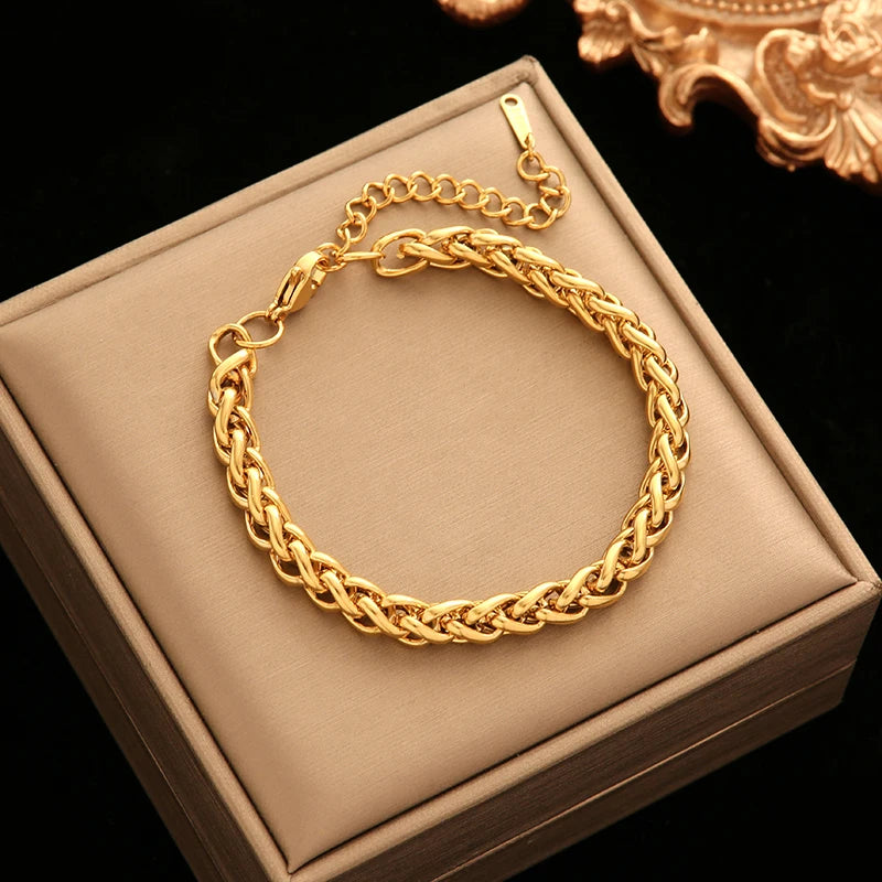 Trendy 18K Gold Plated Steel Bangle
