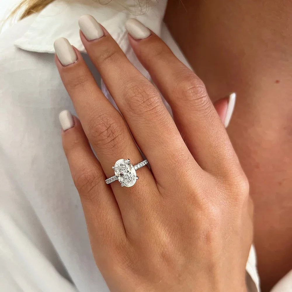 Luna Oval Moissanite Hidden Halo Engagement Ring