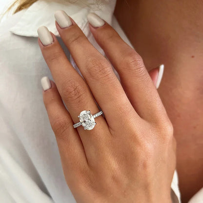Luna Oval Moissanite Hidden Halo Engagement Ring