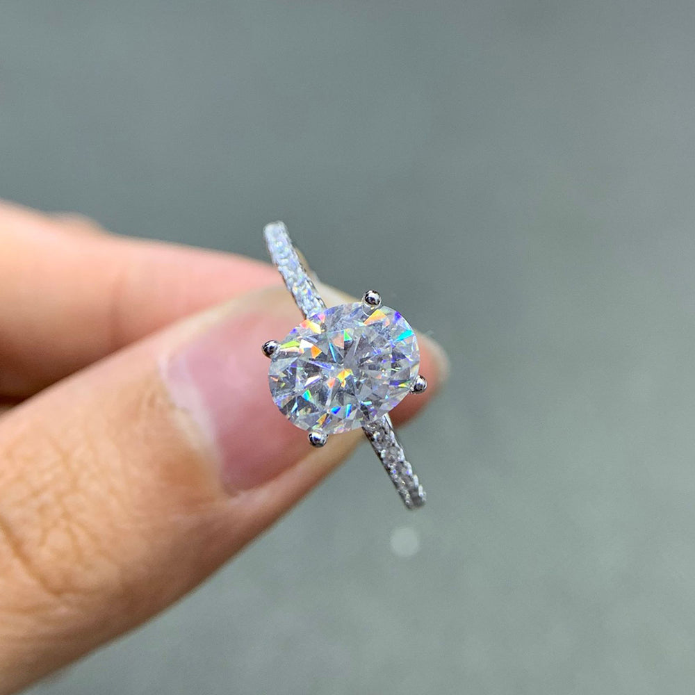 Luna Oval Moissanite Hidden Halo Engagement Ring