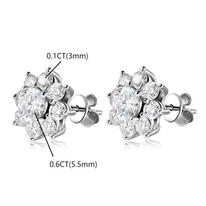 Gourch Sunflower Moissanite Stud Earrings 2.8CT | S925 Sterling Silver 18K Gold Plated Earrings for Women