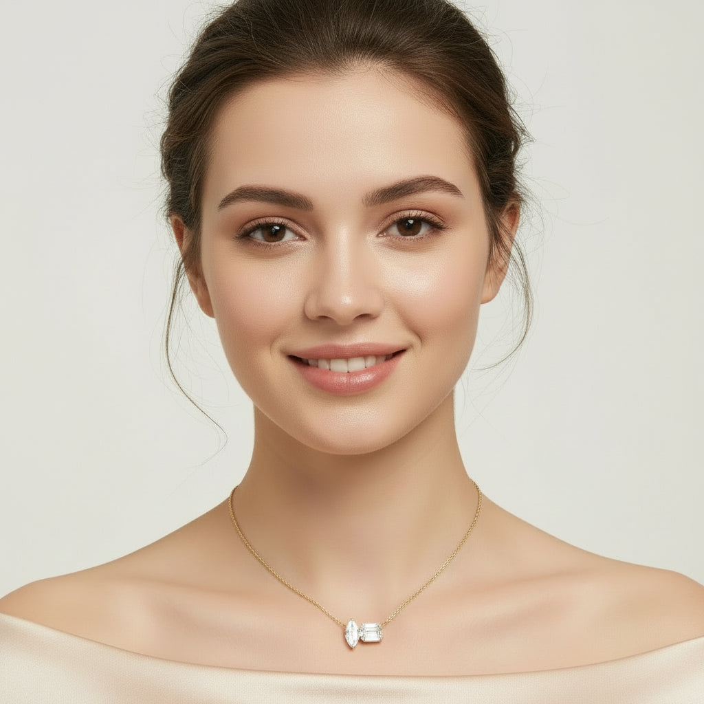 NEO CARAT 3CT Moissanite Two-Stone Pendant Necklace