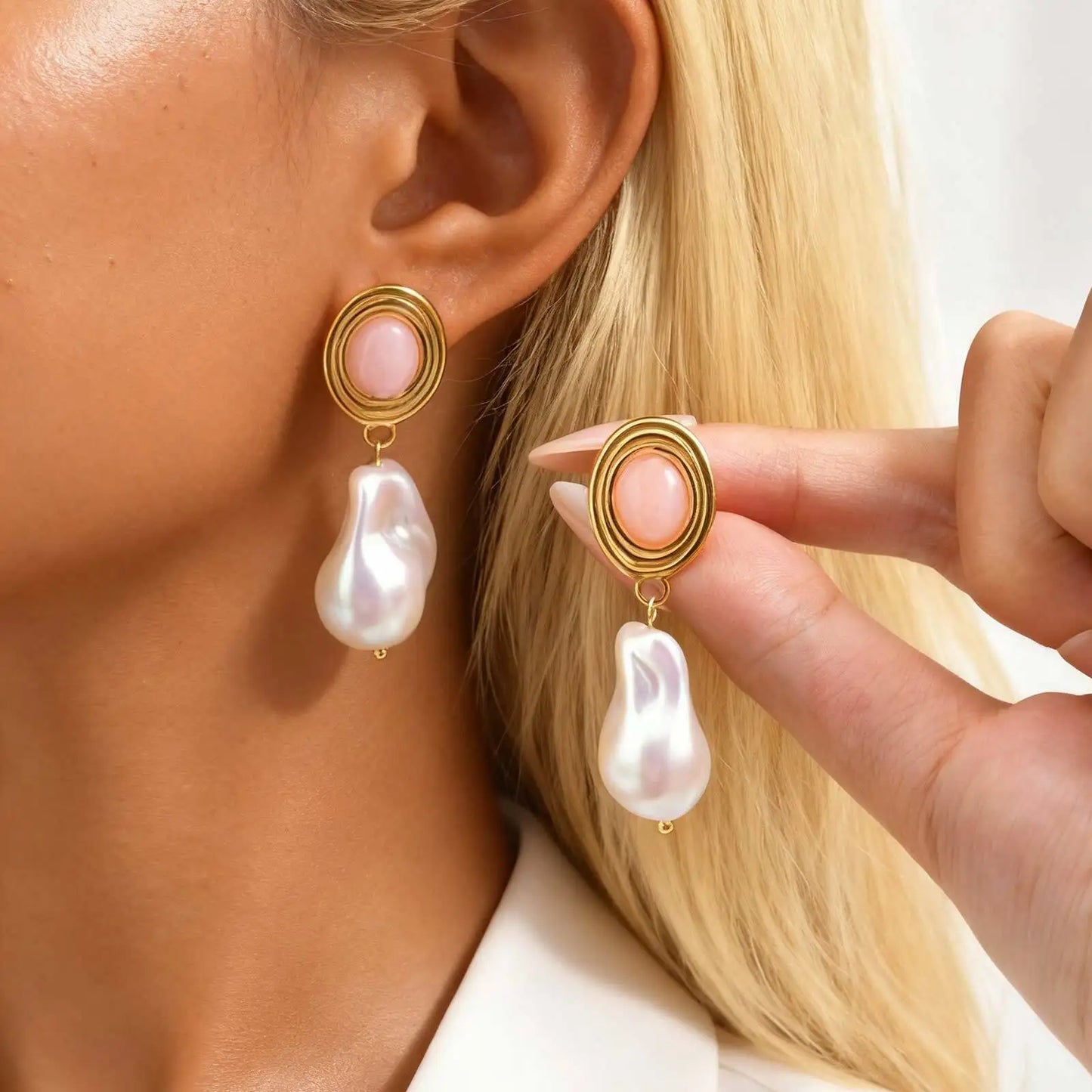 Elegant Baroque Pearl Dangle Earrings