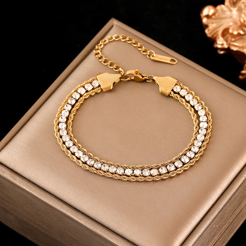 Trendy 18K Gold Plated Steel Bangle