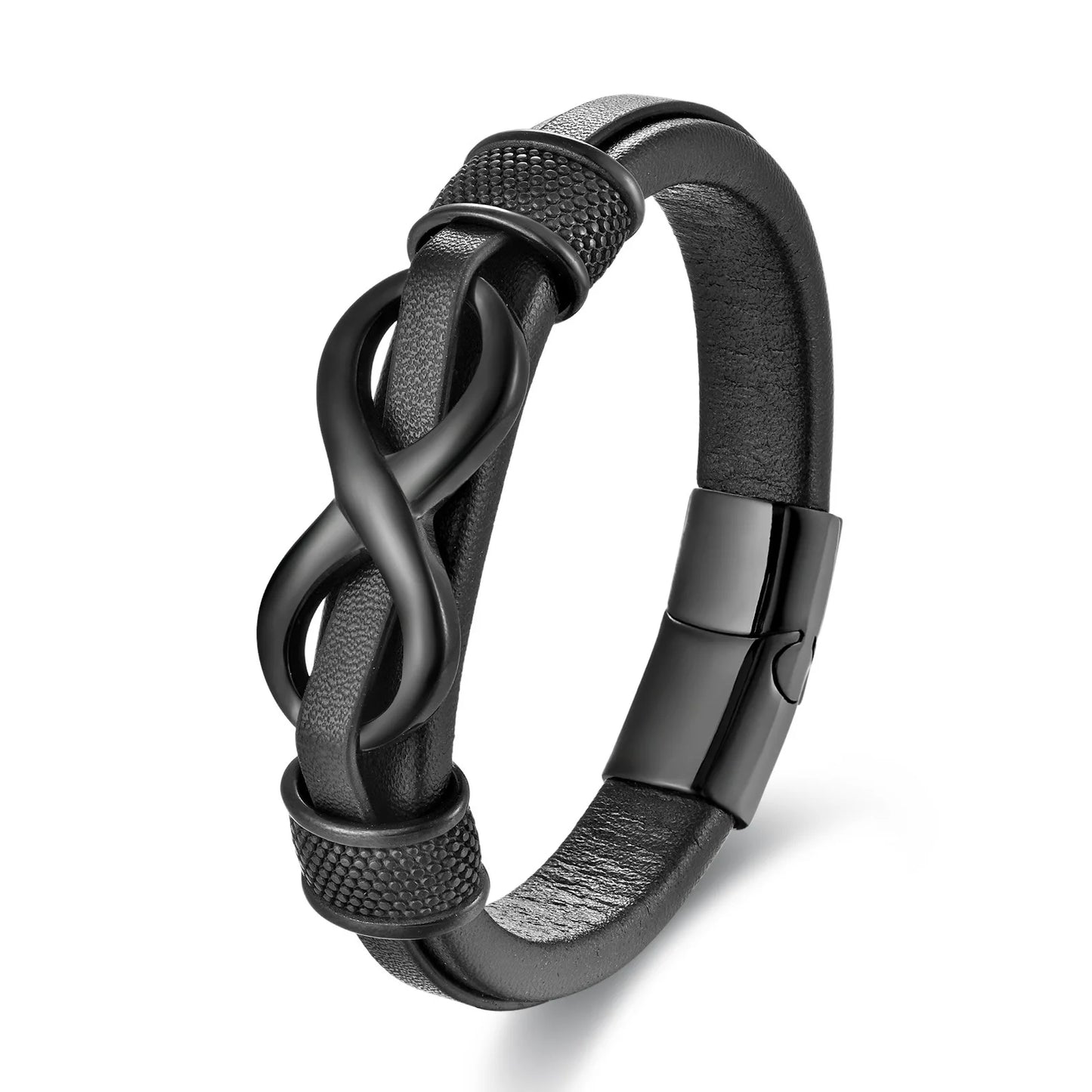 Men’s Stainless Steel Leather Wristband