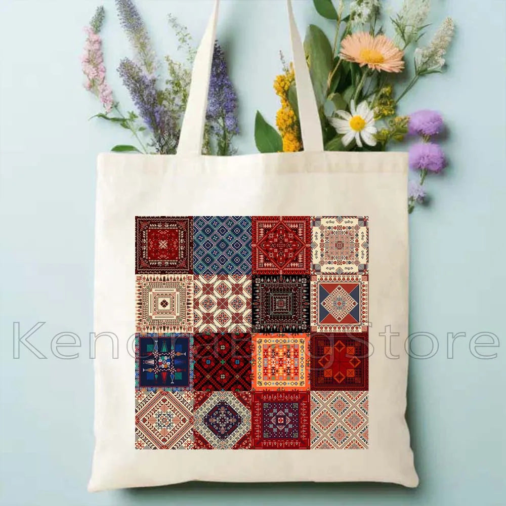 Palestinian Folk Embroidery Tatreez Art Cotton Shopper Handbag Jerusalem Palestine