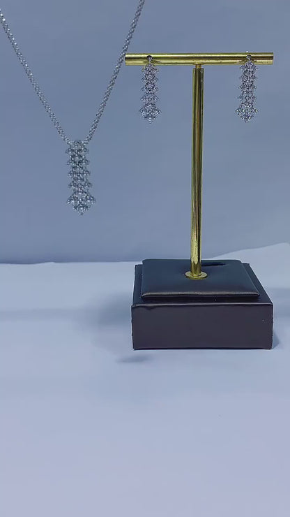 Luminous Harmony Moissanite 3-Piece Jewelry Set – 925 Silver Necklace, Ring &amp; Rhombus Earrings